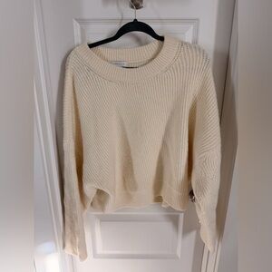 Topshop Cropped Cream Knit Sweater